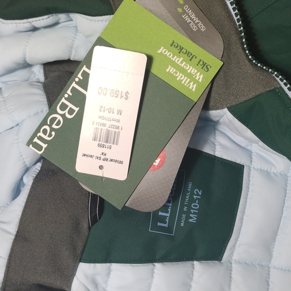 NWT L.L. Bean Wildcat WP Green and Light Blue Ski Jacket Boys Size Medium 10/12 - Picture 5 of 11